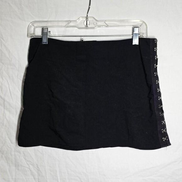 Vintage y2k 90s black hook & eye side mini skirt - Picture 1 of 3